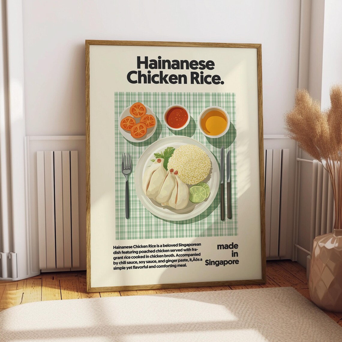 Hainanese Chicken Poster Print, Kitchen Decor Art