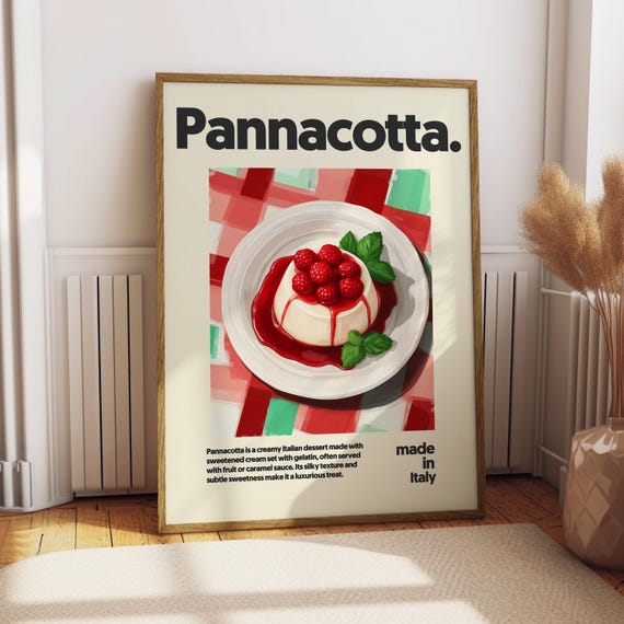 Pannacotta Poster Food Kitchen Decor Print Italian Italy Dessert Wall Art