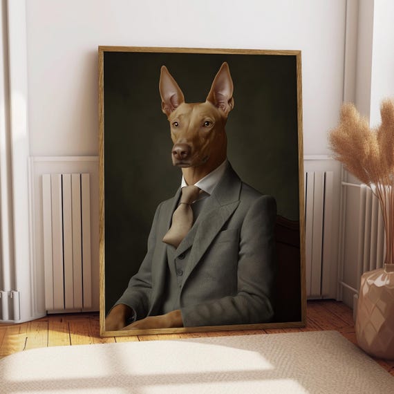 Pharaoh Hound Suit Portrait Dog Poster Pet Custom Art Gift For Lover Funny