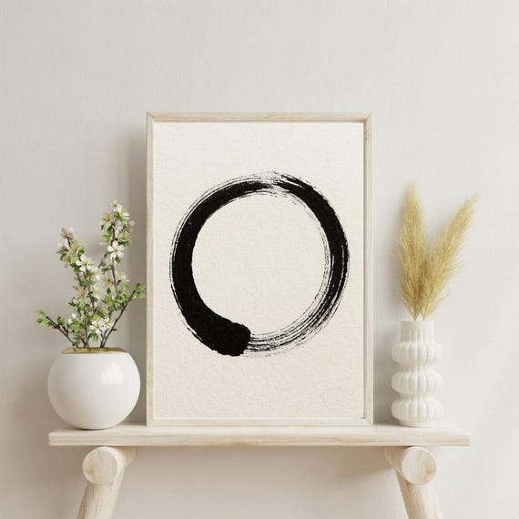 Enso Zen Circle Wall Art Japanese Calligraphy Print Minimal Meditation Poster Wabi Sabi Decor