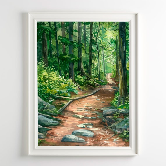 Appalachian Trail Art Forest Watercolor Landscape Print