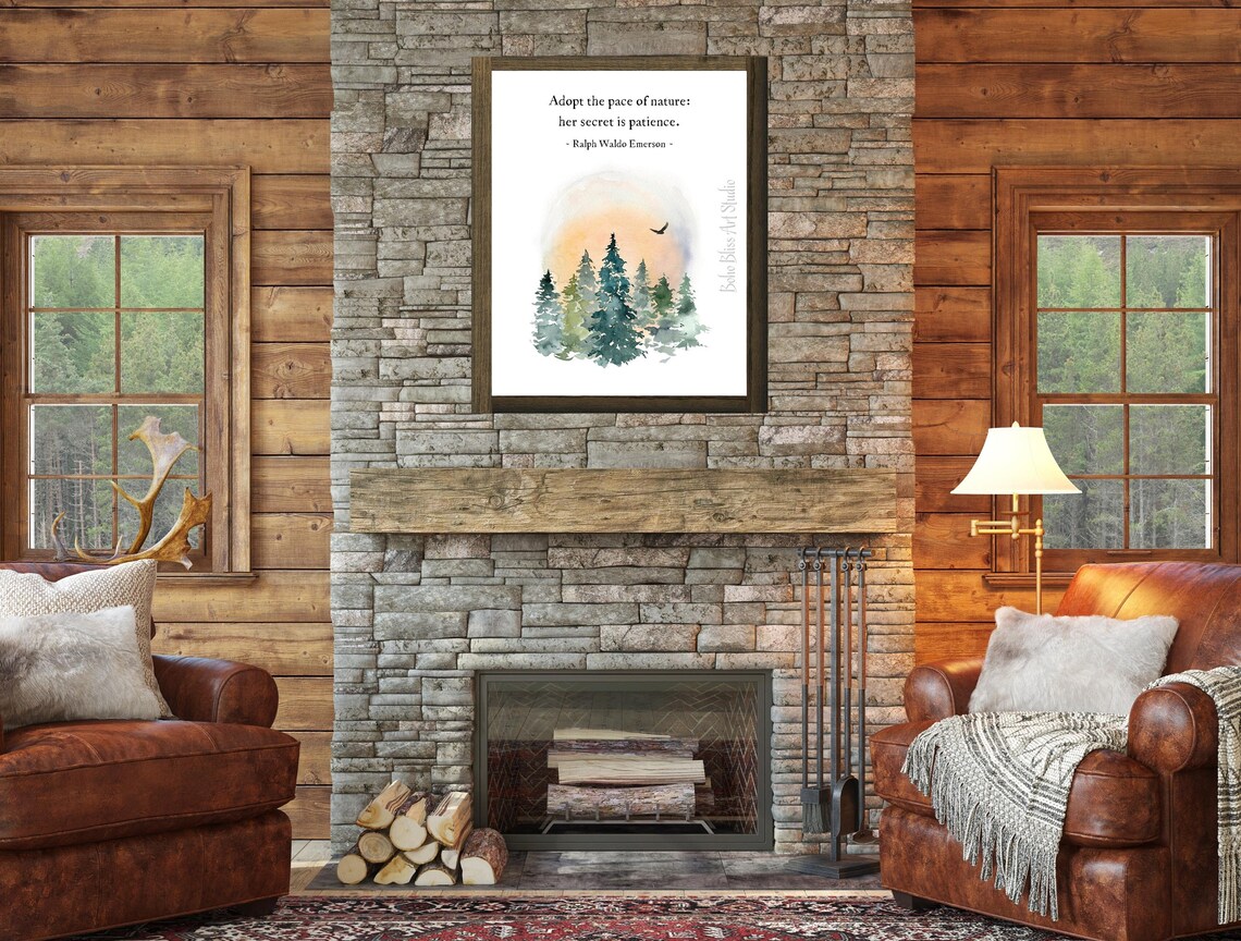 Ralph Waldo Emerson Quote, Nature and Patience Art Print - Image 2