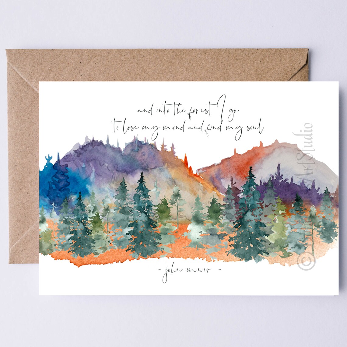 John Muir Quote Card, Forest Nature Wall Print