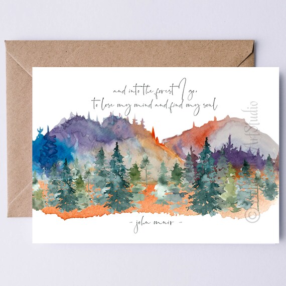 John Muir Quote Card, Forest Nature Wall Print