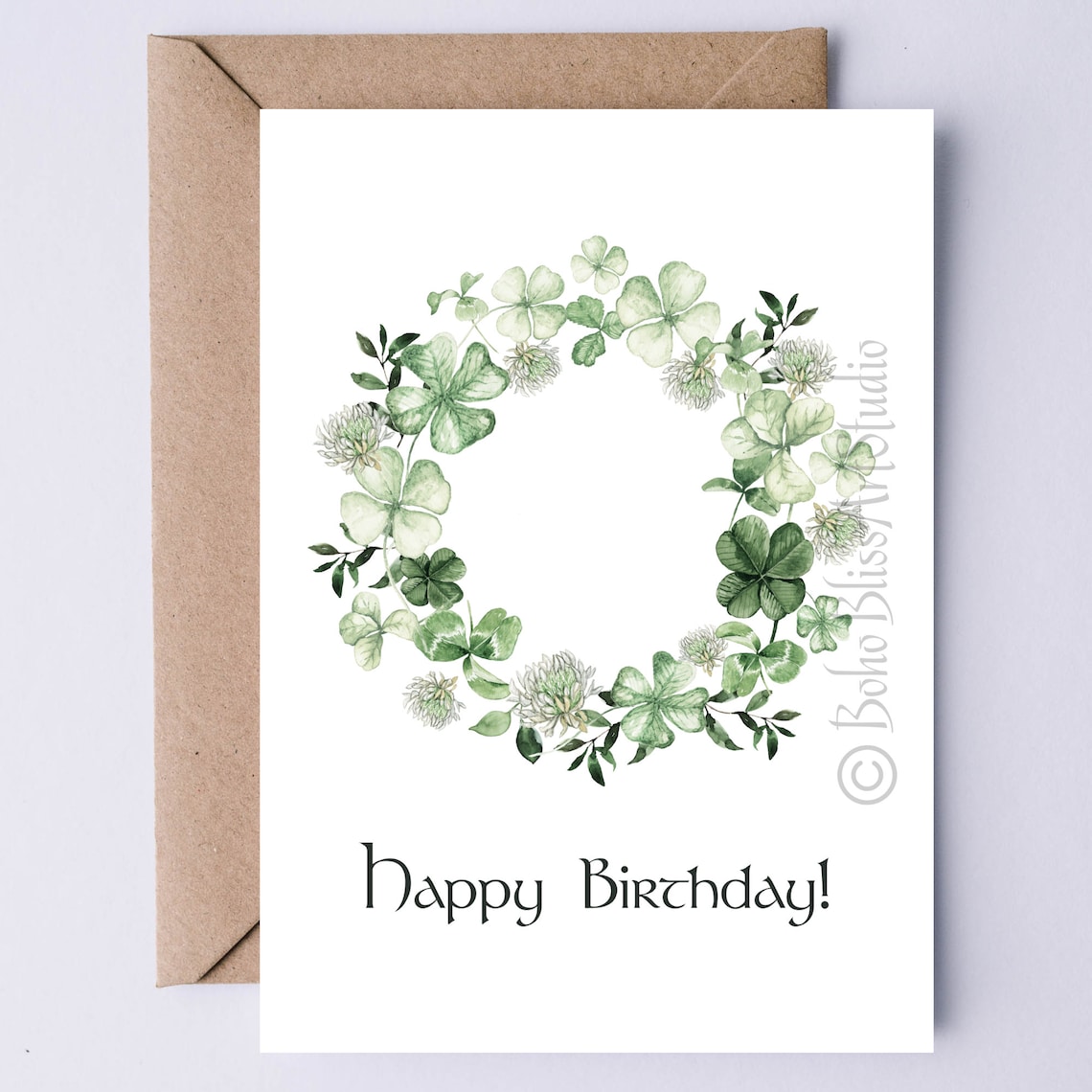 Irish Birthday Shamrock Wreath Art Print, Ireland