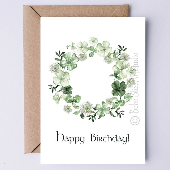 Irish Birthday Shamrock Wreath Art Print, Ireland