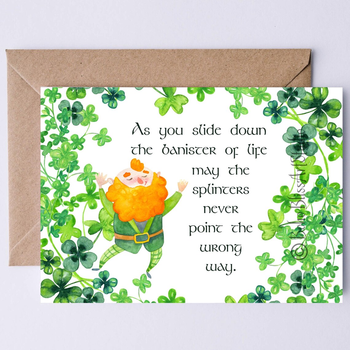 Irish Toast Banister Of Life Leprechaun Shamrock Funny Greeting Card