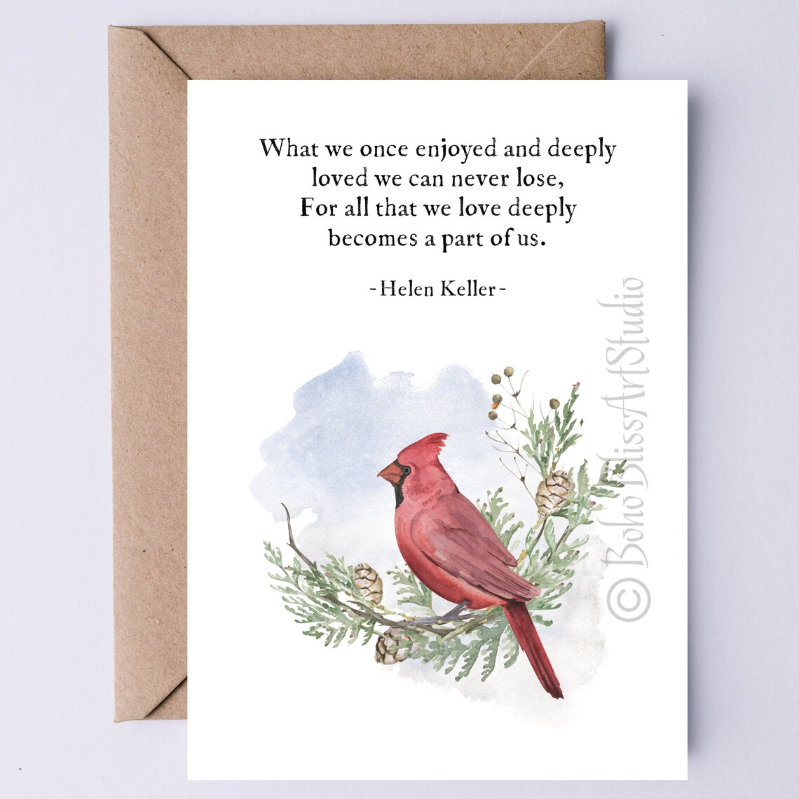 Helen Keller Quote, Cardinal Sympathy Art Print