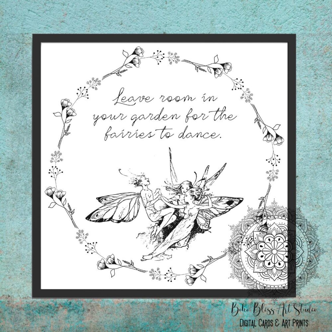 Whimsical Fairy Garden Art Print, Gift for Gardeners