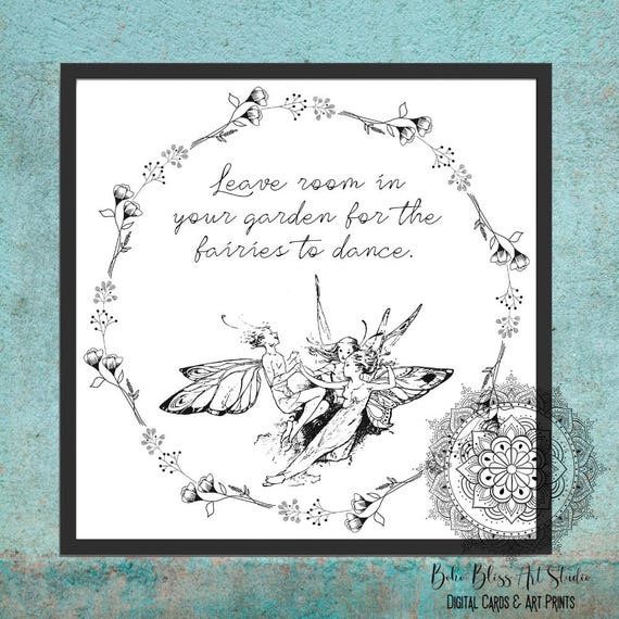 Whimsical Fairy Garden Art Print, Gift for Gardeners