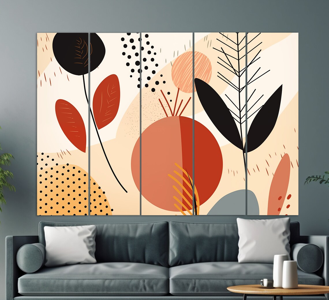 Boho Flowers Painting, Minimalist Wall Decor - Image 2