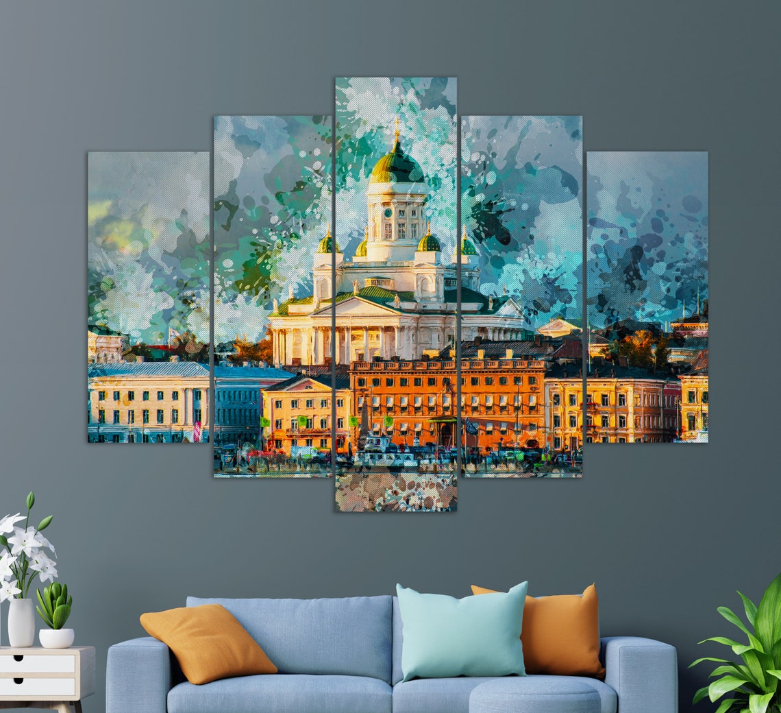 Helsinki Cathedral Print Abstract Helsinki Painting Helsinki Wall Art Finland Art - Image 3
