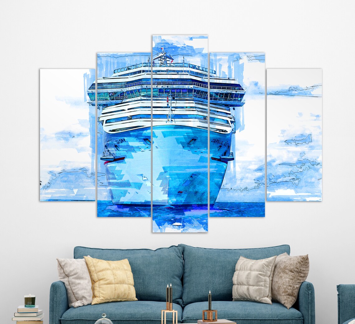 Cruise Ship Print Cruise Ship Wall Art Sailor Gift Abstract Cruise Ship Painting Print - Image 3
