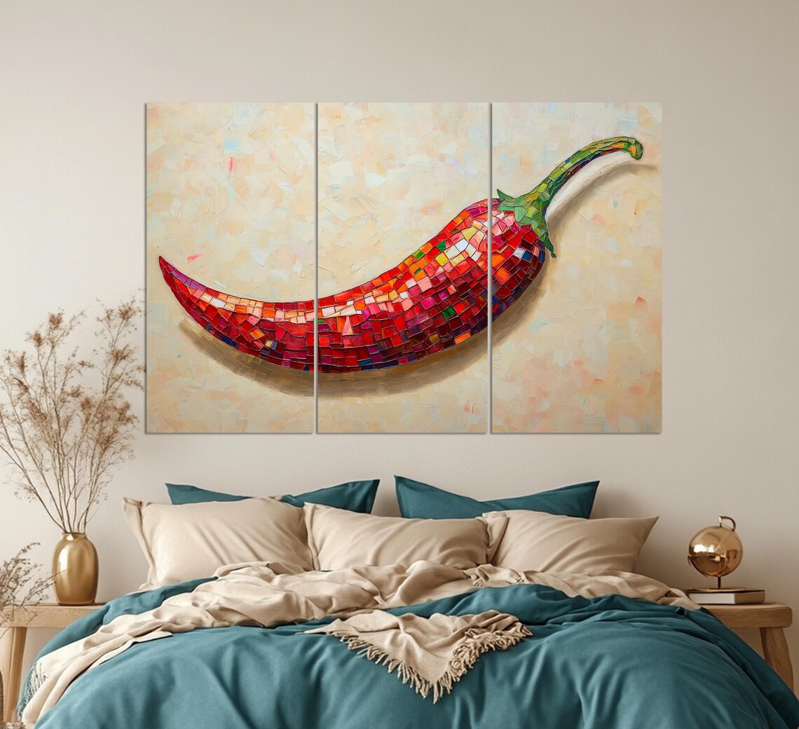 Abstract Chili Pepper Disco Style Kitchen Art Print - Image 3