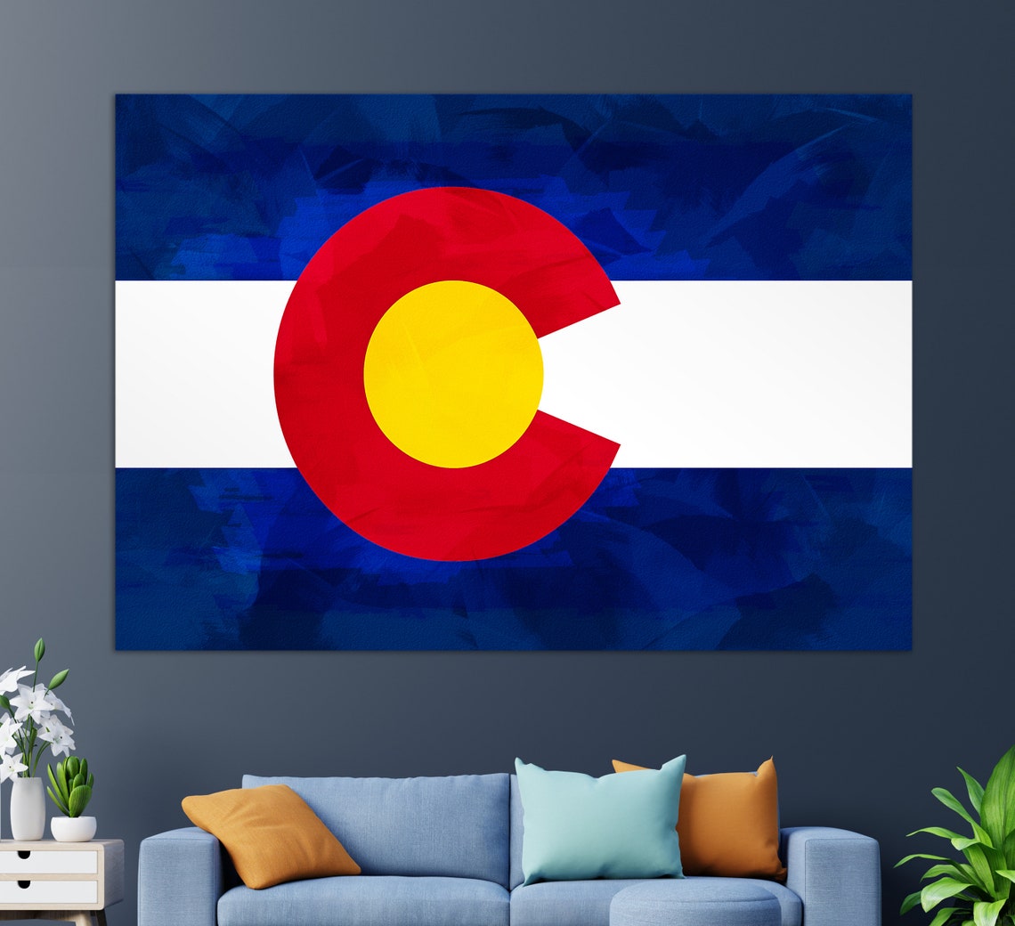 Colorado State Flag Grunge Painted Style Red White Blue Poster