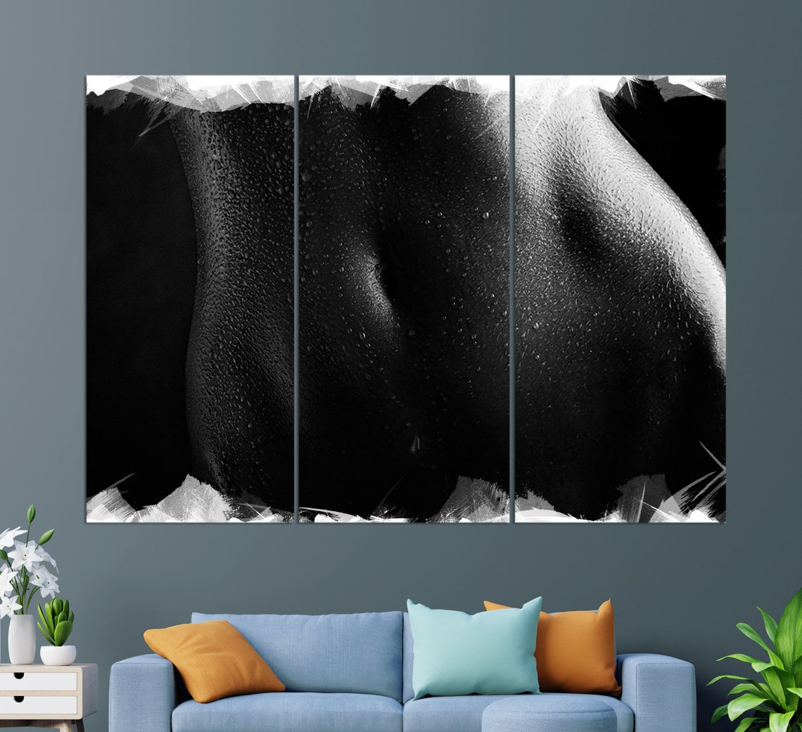 Sexy Tummy Print Erotic Wall Art Black And White Sexy Girl Erotic Painting Naked Woman Painting