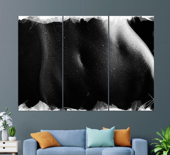 Black And White Wet Torso Water Drops Artistic Body Photography Print