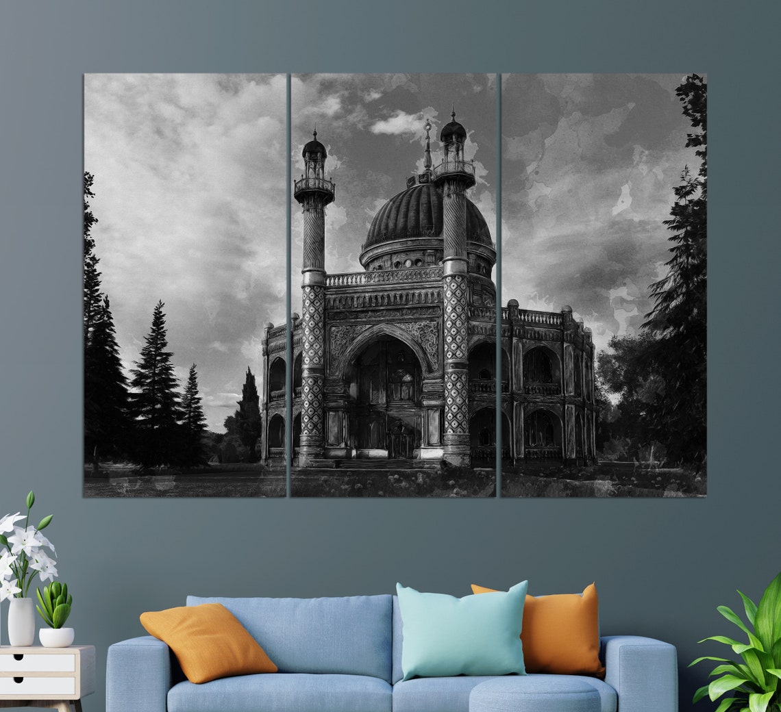 Bahai Temple Ashgabat Turkmenistan Green Dome Blue Minarets Poster - Image 2