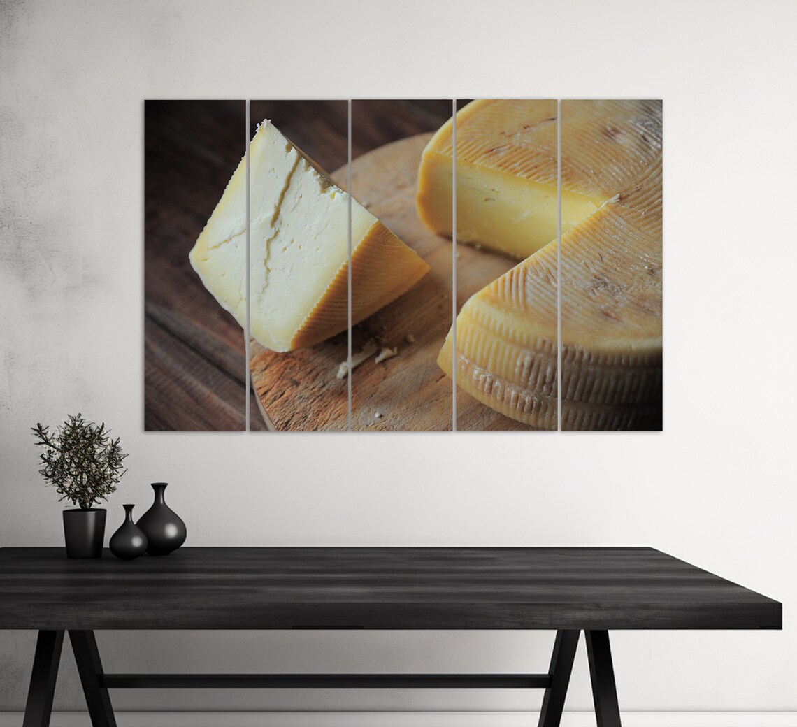 Artisan Cheese Wheel Wooden Board Rustic Kitchen Food Photography Art Print - Image 2