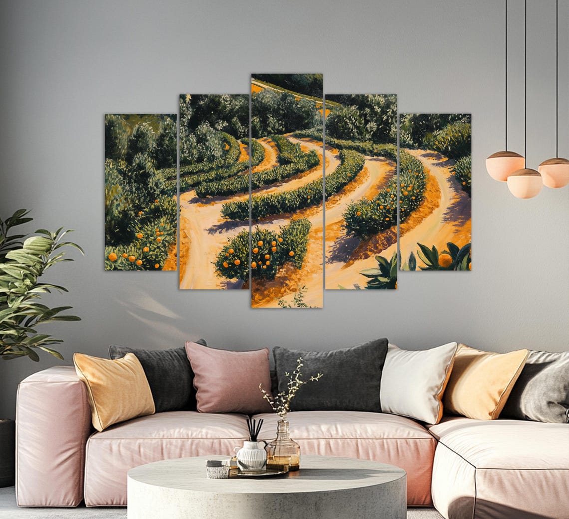 Orange Plantations In Portugal Oil Painting Print Portugal Wall Art Portugal Landscape Orange Trees Wall Art Orange Trees - Image 2