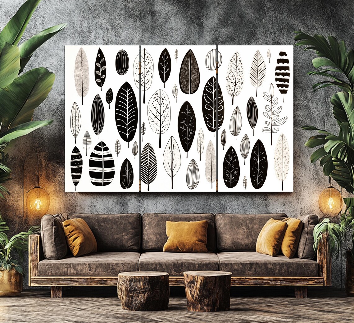 Boho Leaves Painting, Minimalist Boho Art - Image 4