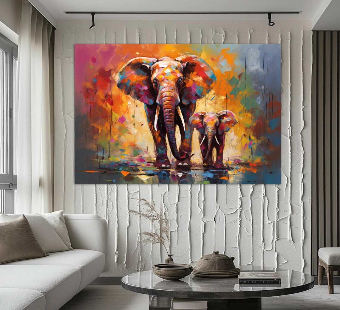 Elephant With Cub Art Print