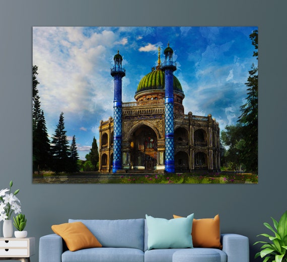 Bahai Temple In Ashgabat Turkmenistan Print Ashgabat Temple Painting Turkmenistan Wall Art