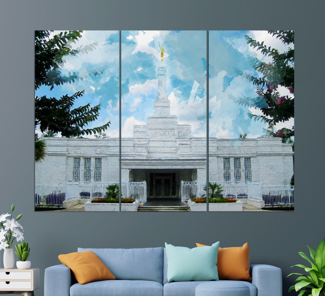 Columbia River Washington Temple White Spire Triptych Wall Art Poster