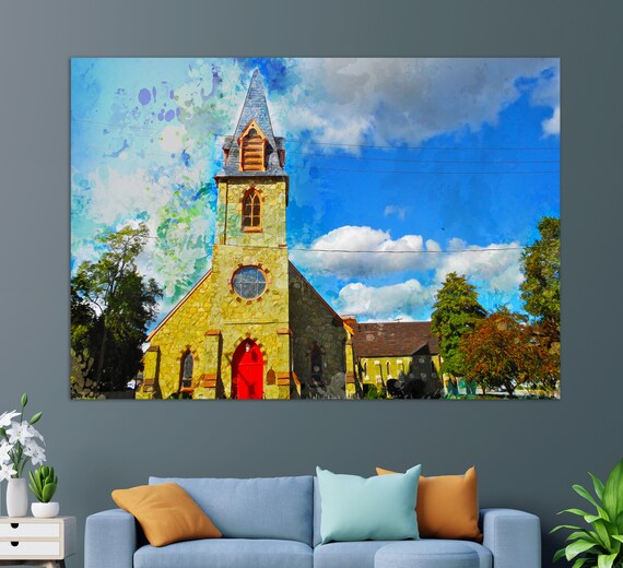 St Annes Episcopal Church Middletown Stone Steeple Red Door Painting Poster