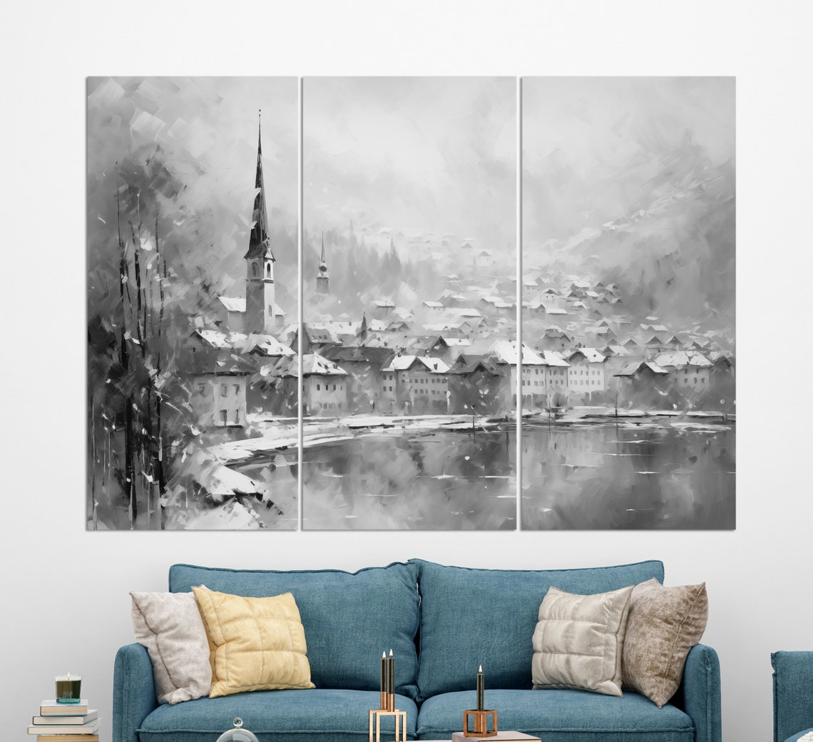 Winter Bern Snowy Old Town Riverside Church Spire Travel Poster - Image 2