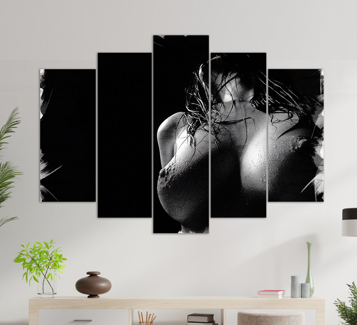 Black And White Sexy Girl Print Erotic Wall Art Erotic Painting Naked Girl Painting - Image 2