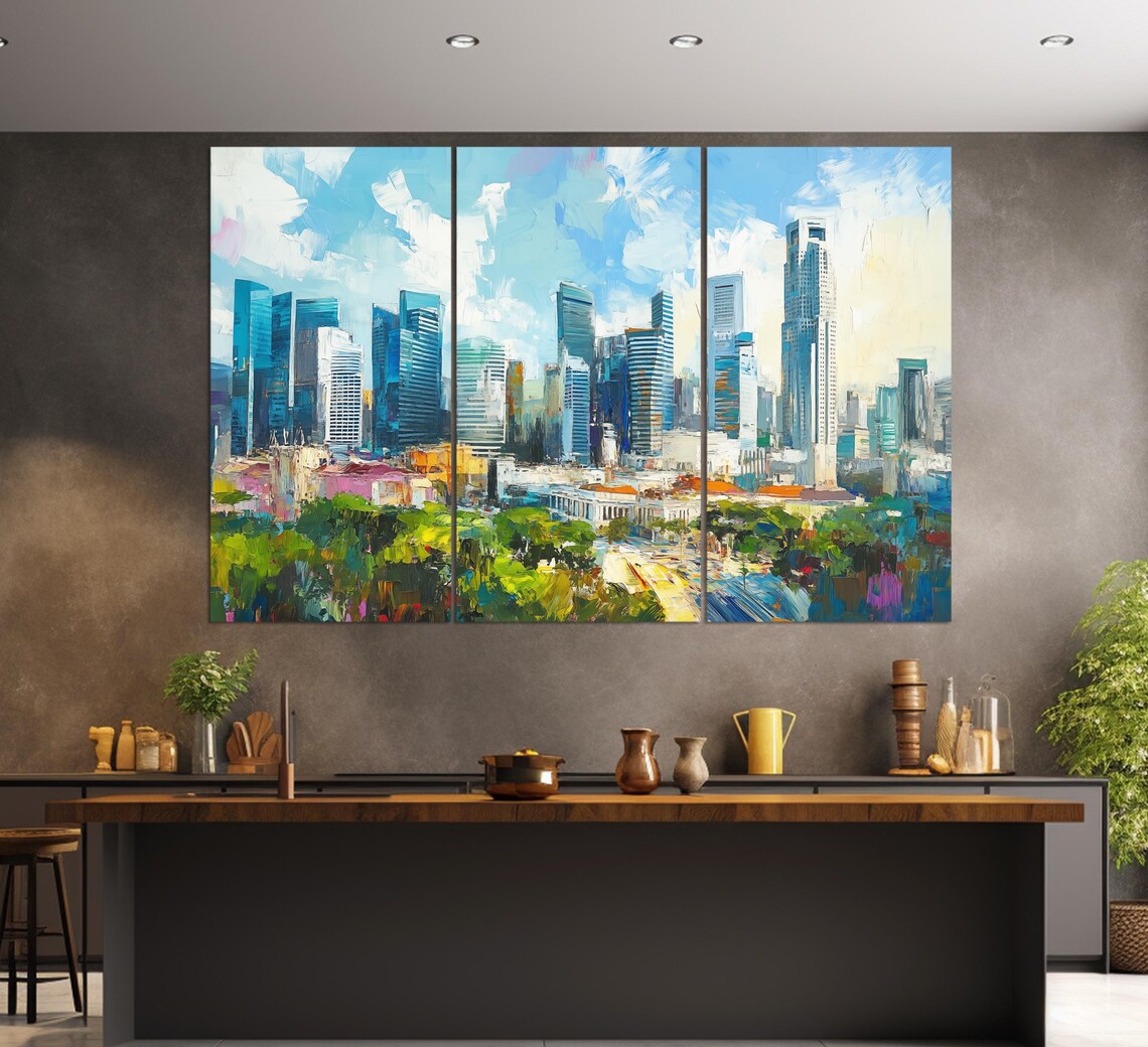 Singapore Skyline Travel Poster, Cityscape View - Image 3