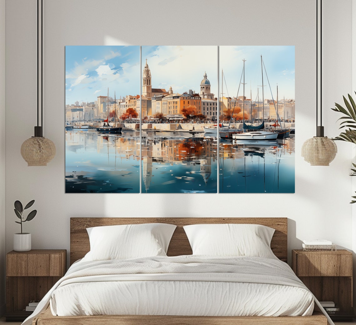Marseille Old Port Sailboats Harbor Reflection Waterfront Poster - Image 3