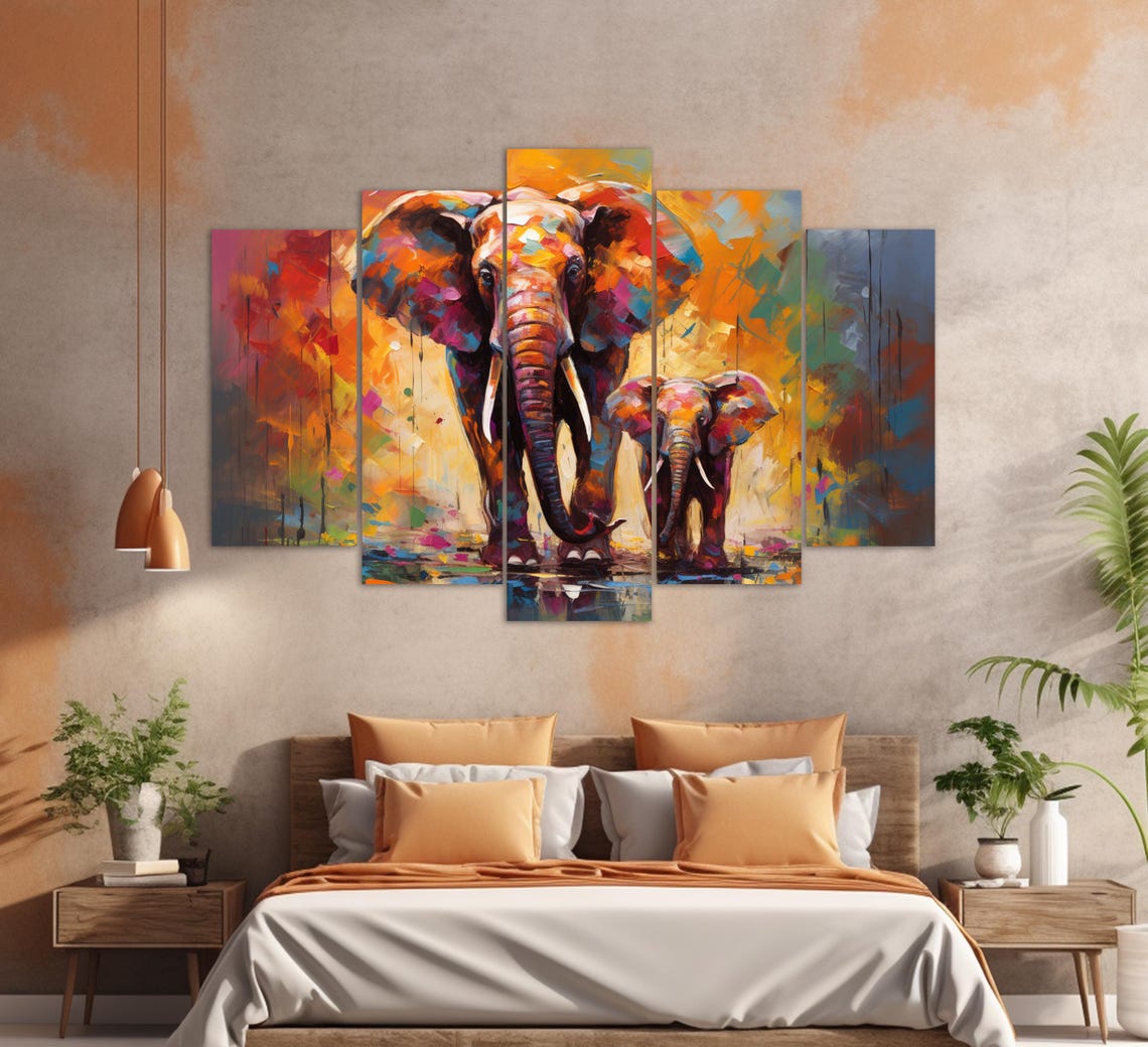 Elephant With Cub Art Print - Image 2