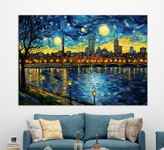 Boston Van Gogh Style Art Print