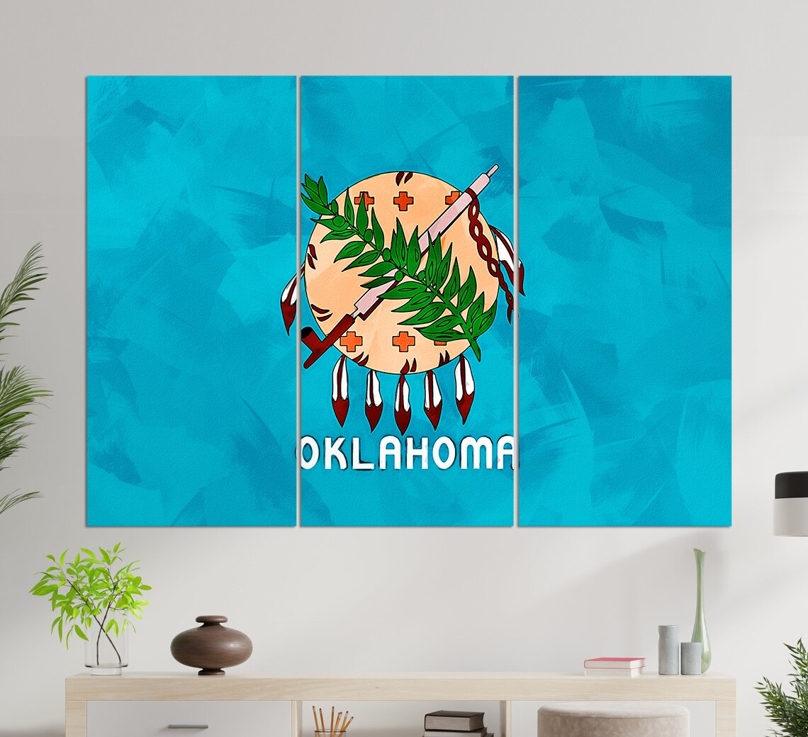Oklahoma State Flag Painting, Oklahoma Wall Art - Image 3