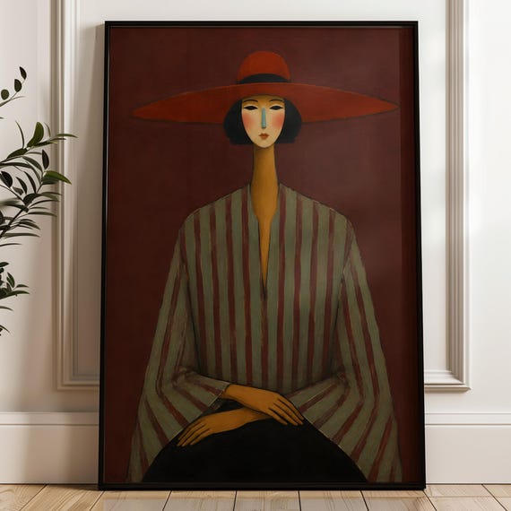 Minimalist Woman Portrait, Abstract Boho Art Print