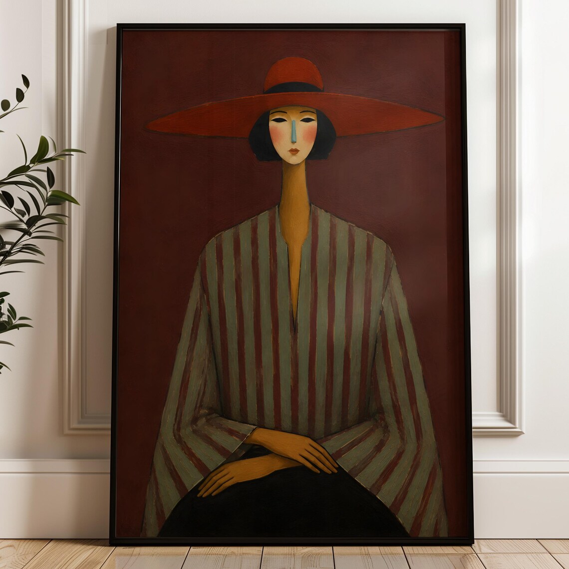 Minimalist Woman Portrait, Abstract Boho Art Print