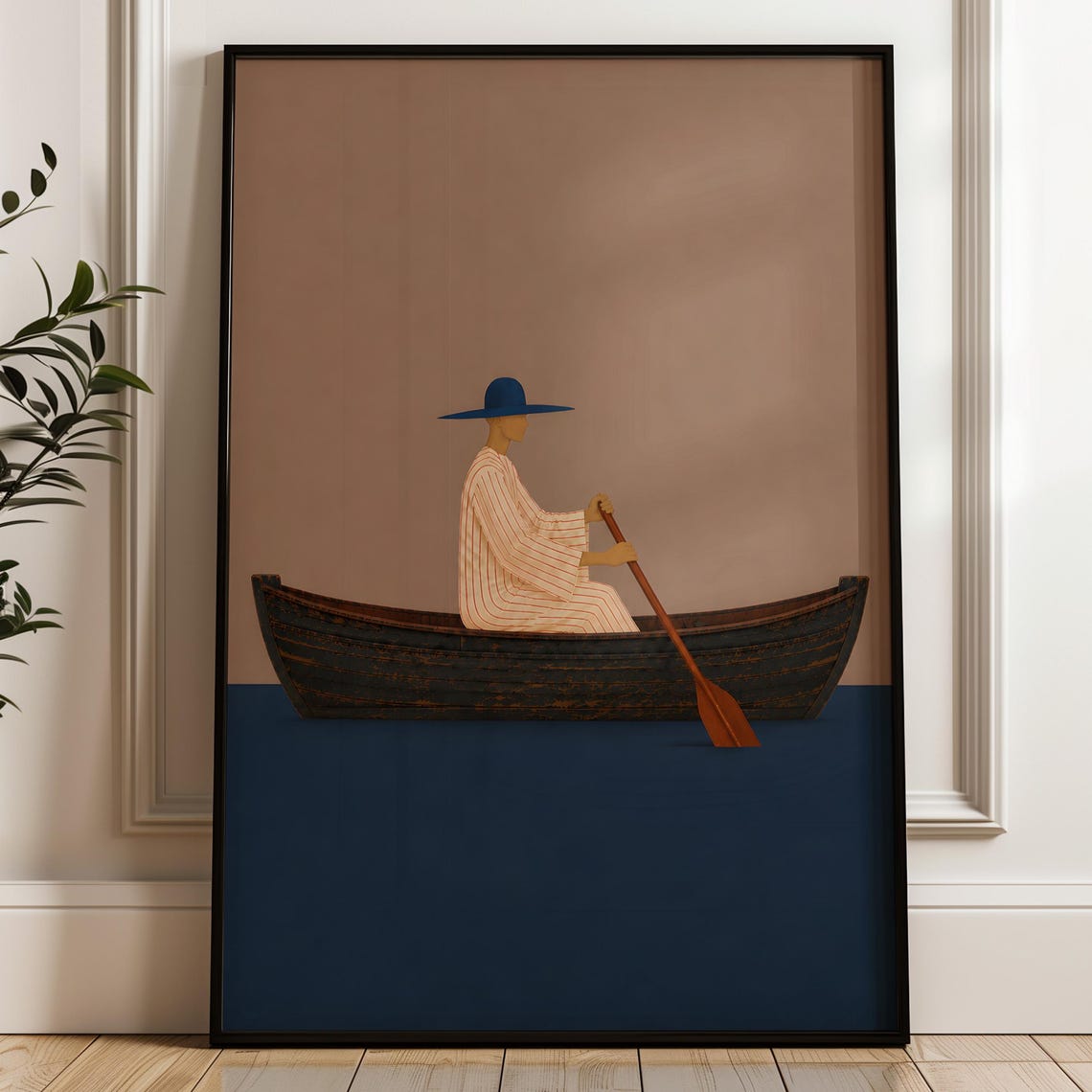 Abstract Rowboat Wall Art Modern Coastal Print Minimalist Nautical Decor Digital Download