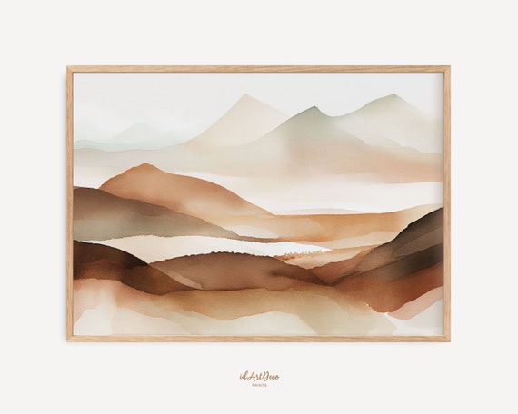 Abstract Landscape Minimalist Landscape Beige Print Watercolor Painting Neutral Wall Art Nature Wall Decor Art