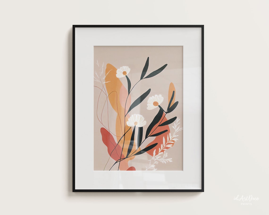 Abstract Wildflower Terracotta Modern Minimalist Botanical Art Poster - Image 3