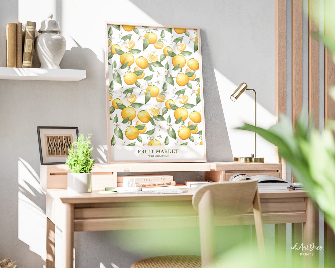 Fruit Market Print Kitchen Wall Art Fruit Poster Kitchen Decor Citrus Prints Fruit Market Orange Kitchen Fruit Print Prints