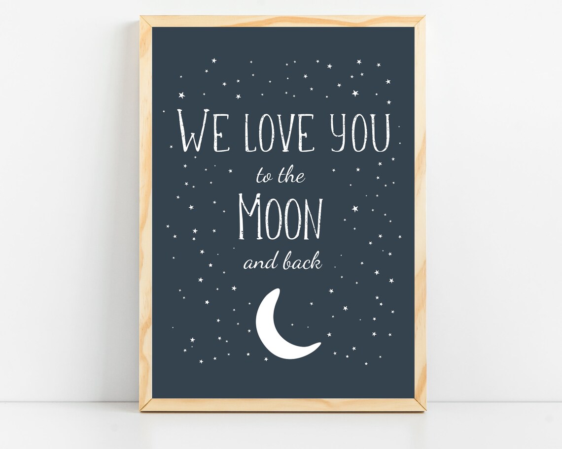 Space Nursery Art Print, Moon and Back Room Decor