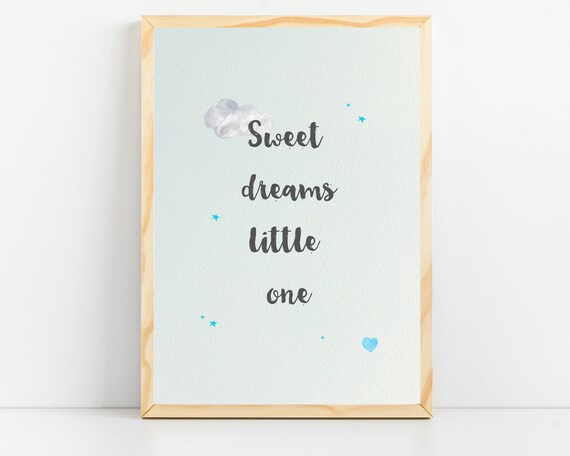 Baby Room Boy Watercolor Cloud Nursery Print Sky Nursery Sweet Dreams Nursery Wall Decor Stars Nursery Art Nursery Prints Kids Poster