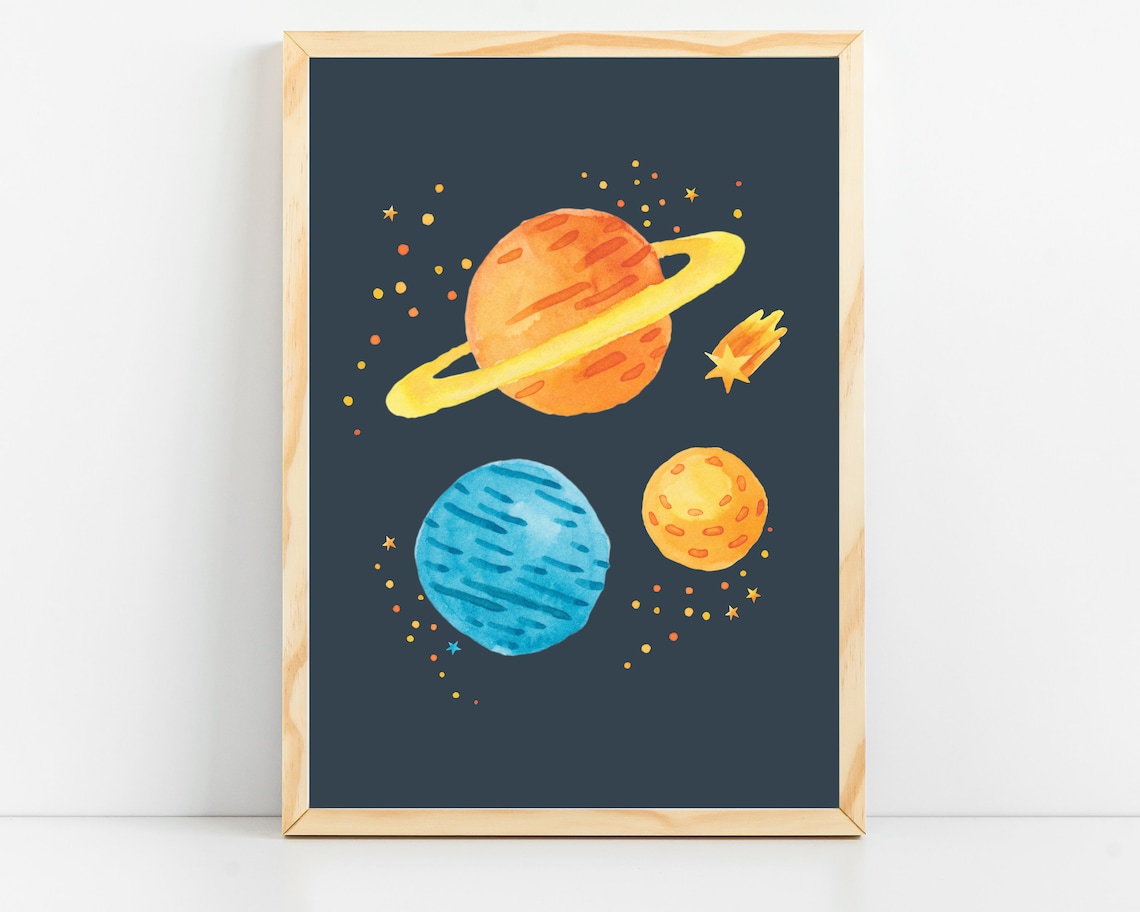 Space Nursery Print, Outer Space Kids Art Print