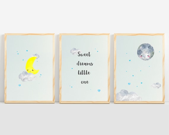 Moon and Stars Nursery Art Print for Boys' Room