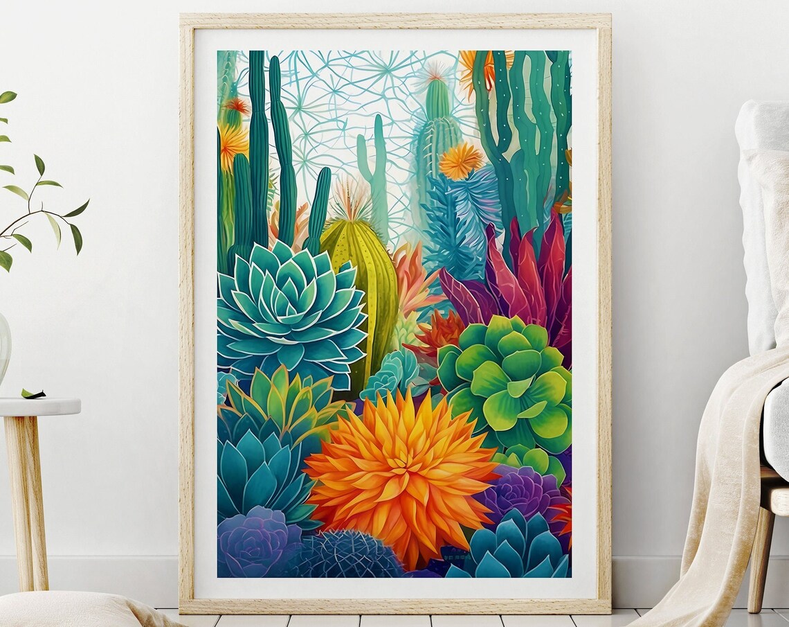 Tropical Botanic Cactus and Succulent Art Print