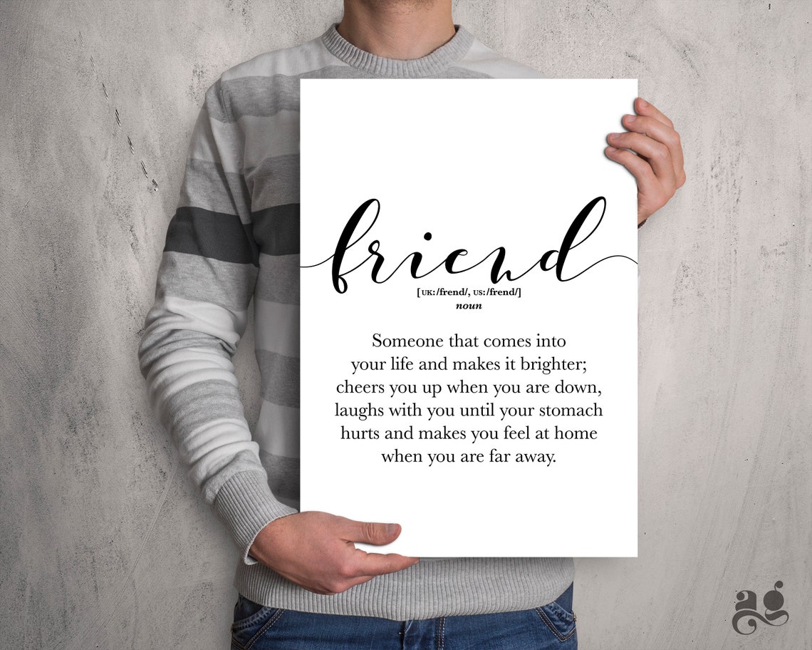 Friend Definition Dictionary Style Sentimental Friendship Poster - Image 2