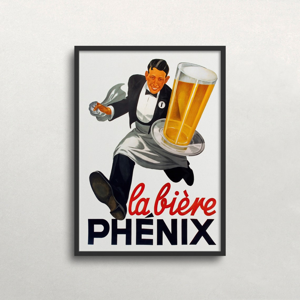 La Biere Phenix Vintage French Beer Advertisement Poster Bar Decor