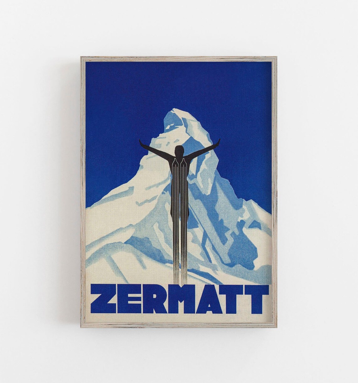 Vintage Zermatt Switzerland Ski Poster, Travel Poster